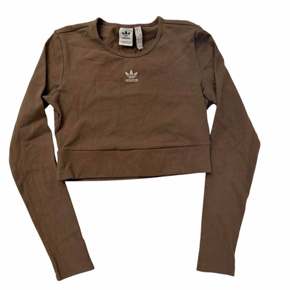 Adidas brown cropped long sleeve top